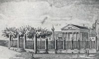 Grabado de la Columna de Cagigal (1754) y El Templete (1828)