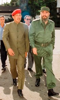 Los presidentes de Cuba y de la República Bolivariana de Venezuela, Fidel Castro y Hugo Chávez